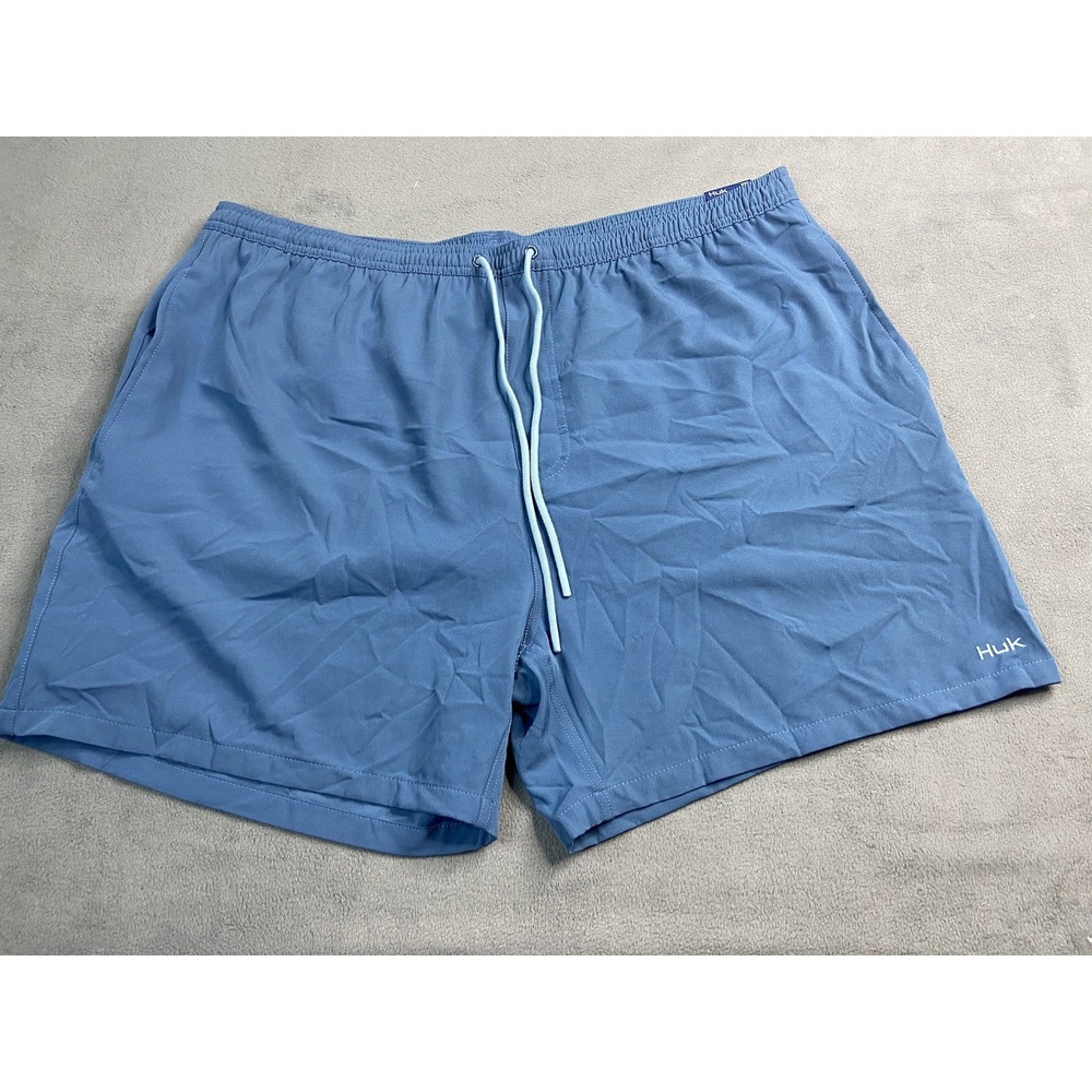 HUK Shorts‎ Mens 2XL Blue Pursuit Volley 5.5" Lined Fishing Swim Trunks Hybird